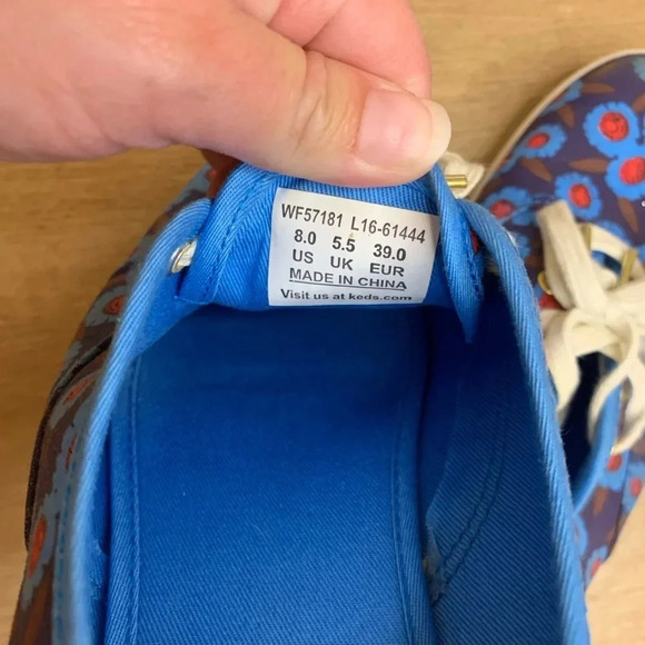 Keds Kate Spade Peacock Blue Floral Shoes - Picture 7 of 8